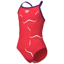 Load image into Gallery viewer, girls-swimsuit-arena-star-graphic-lightdrop-back-bright-coral-plum-008369-909-ontario-swim-hub-1