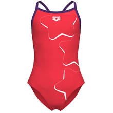 Load image into Gallery viewer, girls-swimsuit-arena-star-graphic-lightdrop-back-bright-coral-plum-008369-909-ontario-swim-hub-3