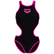 Load image into Gallery viewer, womens-arena-one-biglogo-swimsuit-black-fluo-pink-001198-591-ontario-swim-hub-2