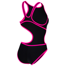 Load image into Gallery viewer, womens-arena-one-biglogo-swimsuit-black-fluo-pink-001198-591-ontario-swim-hub-3