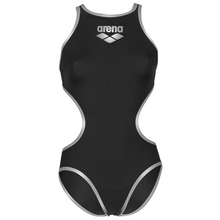 Load image into Gallery viewer, womens-arena-one-biglogo-swimsuit-black-silver-001198-555-ontario-swim-hub-2