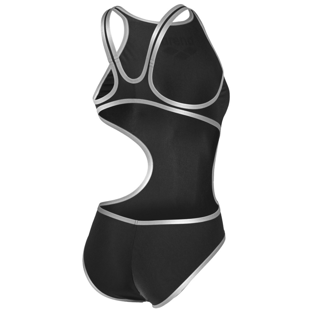 WOMEN'S ARENA ONE BIGLOGO SWIMSUIT - BLACK/SILVER – OntarioSwimHub