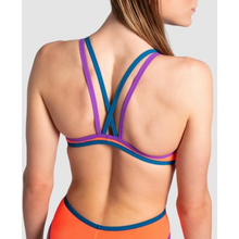 Load image into Gallery viewer, womens-arena-one-double-cross-back-swimsuit-bright-coral-purple-blue-cosmo-004732-998-ontario-swim-hub-8