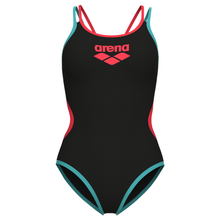 Load image into Gallery viewer, womens-arena-one-swimsuit-double-cross-back-black-bright-coral-water-004732-538-ontario-swim-hub-2