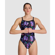 Load image into Gallery viewer, womens-arena-rose-texture-xcross-back-swimsuit-multi-black-black-006641-505-ontario-swim-hub-5