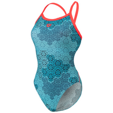 Load image into Gallery viewer, womens-arena-swimsuit-camo-kikko-challenge-back-fluo-red-water-multi-007160-480-ontario-swim-hub-1