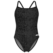Load image into Gallery viewer, womens-arena-swimsuit-snake-skin-challenge-back-black-team-black-010156-500-ontario-swim-hub-2