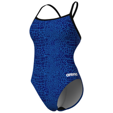 Load image into Gallery viewer, womens-arena-swimsuit-snake-skin-challenge-back-black-team-royal-010156-200-ontario-swim-hub-1