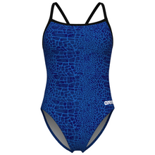 Load image into Gallery viewer, womens-arena-swimsuit-snake-skin-challenge-back-black-team-royal-010156-200-ontario-swim-hub-2