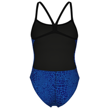 Load image into Gallery viewer, womens-arena-swimsuit-snake-skin-challenge-back-black-team-royal-010156-200-ontario-swim-hub-4