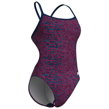 Load image into Gallery viewer, womens-arena-swimsuit-snake-skin-challenge-back-navy-team-navy-010156-417-ontario-swim-hub-3