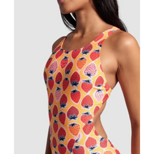 Load image into Gallery viewer, womens-arena-swimsuit-strawberry-tech-back-fluo-red-orange-multi-007157-439-ontario-swim-hub-6
