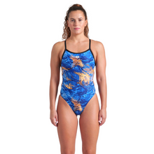 Load image into Gallery viewer, womens-swimsuit-arena-gold-leaves-challenge-back-blue-river-multi-black-009067-850-ontario-swim-hub-7