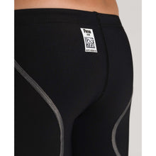 Load image into Gallery viewer, arena Race Suit for Boys in Black - Boys' Powerskin ST 2.0 Jammer model back fina approved close-up