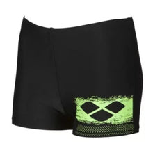 Load image into Gallery viewer, ONLY SIZE 26 - BOYS' SCRATCHY SHORTS - BLACK/GREEN - OntarioSwimHub