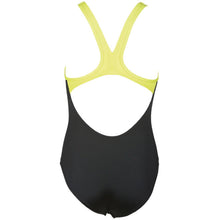 Load image into Gallery viewer, ONLY SIZE 26 - GIRLS' BIG LOGO ONE-PIECE SWIMSUIT - BLACK/GREEN - OntarioSwimHub