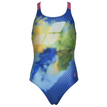 Load image into Gallery viewer, arena-girls-bright-hues-print-swim-pro-back-one-piece-swimsuit-royal-freak-rose-005088-709-ontario-swim-hub-2