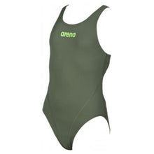 Load image into Gallery viewer, ONLY SIZE 26 - GIRLS' SOLID SWIM TECH ONE-PIECE SWIMSUIT - ARMY - OntarioSwimHub