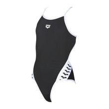 Load image into Gallery viewer, ONLY SIZE 26 - GIRLS' TEAM STRIPE ONE-PIECE SWIMSUIT - BLACK - OntarioSwimHub