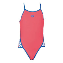 Load image into Gallery viewer, ONLY SIZE 26 - GIRLS' TEAM STRIPE ONE-PIECE SWIMSUIT - FLUO RED - OntarioSwimHub