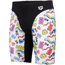 Load image into Gallery viewer,     arena-mens-crazy-arena-swim-jammer-gummy-black-white-multi-006385-510-ontario-swim-hub-1