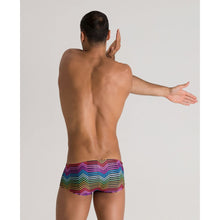 Load image into Gallery viewer, arena-mens-multicolour-stripes-low-waist-swim-shorts-black-multi-002900-550-ontario-swim-hub-6