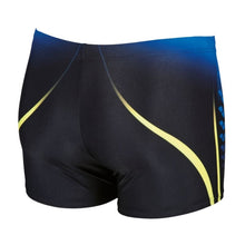 Load image into Gallery viewer, ONLY SIZE 34 - MEN'S ONE PLACED PRINT SHORTS - BLACK/BLUE - OntarioSwimHub