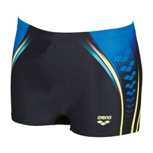 Load image into Gallery viewer, ONLY SIZE 34 - MEN'S ONE PLACED PRINT SHORTS - BLACK/BLUE - OntarioSwimHub