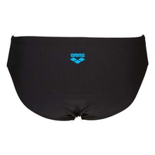 Load image into Gallery viewer, ONLY SIZE 34 - MEN'S REFLECTED BRIEF - BLACK/TURQUOISE - OntarioSwimHub