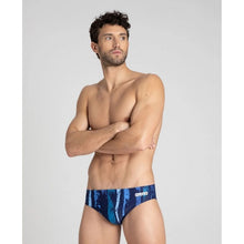 Load image into Gallery viewer,     arena-mens-team-painted-stripes-brief-navy-multi-turquoise-003604-700-ontario-swim-hub-3