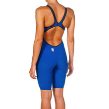 Load image into Gallery viewer, arena Race Suit for Women in Blue - Women’s Powerskin Carbon Air2 Open-Back Kneeskin back left