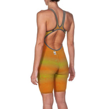Load image into Gallery viewer, arena Race Suit for Women in Yellow &amp; Orange - Women’s Powerskin Carbon Air2 Open-Back Kneeskin back left
