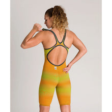 Load image into Gallery viewer, arena Race Suit for Women in Yellow &amp; Orange - Women’s Powerskin Carbon Air2 Open-Back Kneeskin model back
