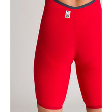 Load image into Gallery viewer, arena Race Suit for Women in Red - Women’s Powerskin Carbon Air2 Open-Back Kneeskin model back fina approved close-up