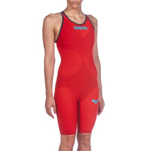 Load image into Gallery viewer, arena Race Suit for Women in Red - Women’s Powerskin Carbon Air2 Open-Back Kneeskin front right
