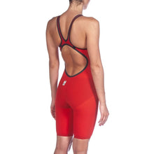 Load image into Gallery viewer, arena Race Suit for Women in Red - Women’s Powerskin Carbon Air2 Open-Back Kneeskin back right