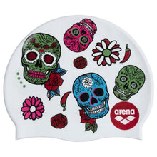 Load image into Gallery viewer, calavera swim cap - arena crazy skulls carnival