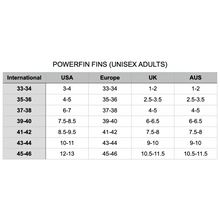 Load image into Gallery viewer, arena-size-guide-powerfin-fins-unisex-adults-ontario-swim-hub-1