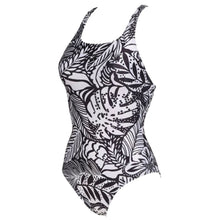 Load image into Gallery viewer, arena-womens-allover-tropical-print-swim-pro-back-one-piece-swimsuit-black-multi-005032-510-ontario-swim-hub-1