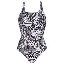 Load image into Gallery viewer, arena-womens-allover-tropical-print-swim-pro-back-one-piece-swimsuit-black-multi-005032-510-ontario-swim-hub-2
