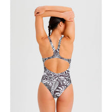 Load image into Gallery viewer, arena-womens-allover-tropical-print-swim-pro-back-one-piece-swimsuit-black-multi-005032-510-ontario-swim-hub-6