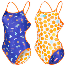 Load image into Gallery viewer, arena-womens-beach-vibes-citrus-reversible-challenge-back-one-piece-swimsuit-mango-multi-005020-300-ontario-swim-hub-1