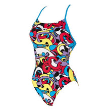 Load image into Gallery viewer, arena-womens-cores-booster-back-one-piece-red-tangerine-multi-front
