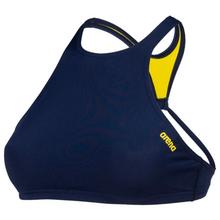 Load image into Gallery viewer, arena-womens-crop-think-bikini-top-navy-yellow-star-006465-730-ontario-swim-hub-1