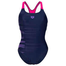 Load image into Gallery viewer, arena-womens-graphic-swim-pro-back--swimsuit-navy-freak-rose-005533-780-ontario-swim-hub-2