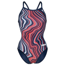 Load image into Gallery viewer, arena-womens-marbled-lightdrop-back-one-piece-swimsuit-navy-red-multi-005563-740-ontario-swim-hub-2