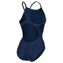 Load image into Gallery viewer, arena-womens-marbled-lightdrop-back-one-piece-swimsuit-navy-red-multi-005563-740-ontario-swim-hub-3