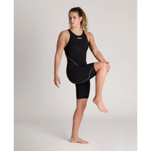 Load image into Gallery viewer, arena Race Suit for Women in Black - Women’s Powerskin ST 2.0 Full Body Short Leg Open Back Kneeskin model full length
