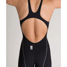 Load image into Gallery viewer, arena Race Suit for Women in Black - Women’s Powerskin ST 2.0 Full Body Short Leg Open Back Kneeskin model open back close-up
