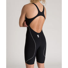 Load image into Gallery viewer, arena Race Suit for Women in Black - Women’s Powerskin ST 2.0 Full Body Short Leg Open Back Kneeskin model back close-up